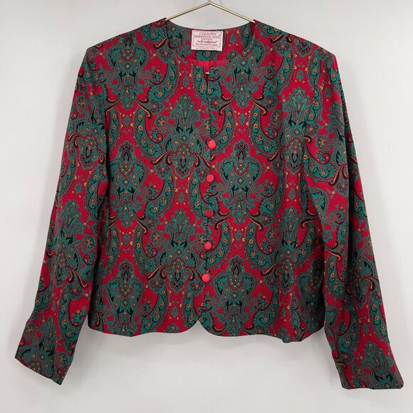 Pendleton Plus Country Sophisticates Petite Paisley Wool Blend Blazer Jacket 14 - Picture 1 of 12